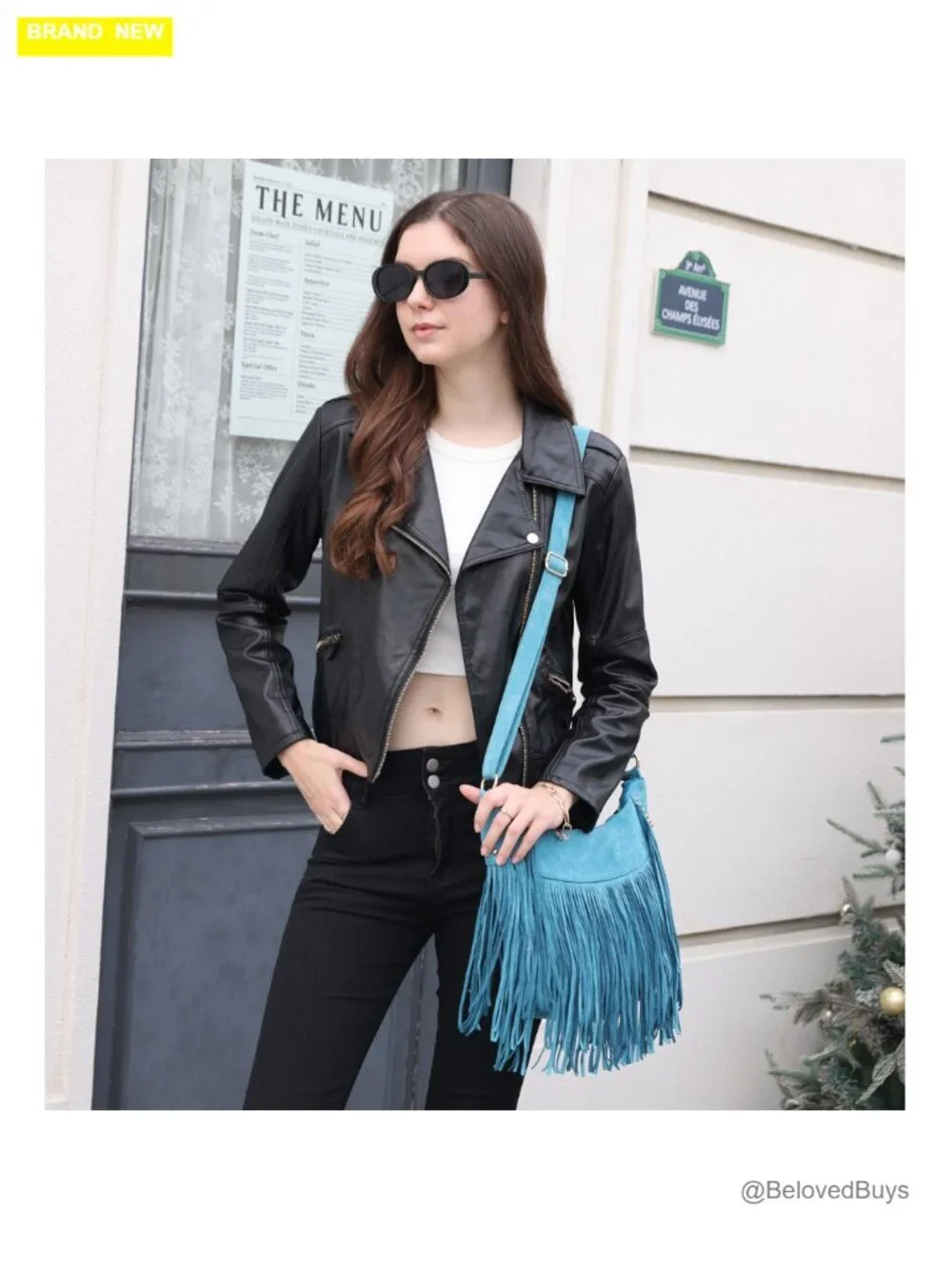 Vintage Suede Fringe Hobo Bag Tassel Crossbody Shoulder Purse Boho Western